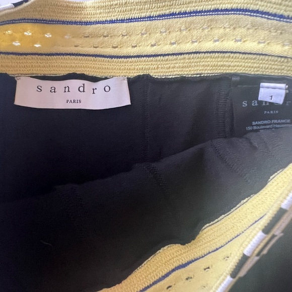BNWT, Sandro, fit and flare black skirt with yellow/blue pipping detail, size 1 - Picture 3 of 3